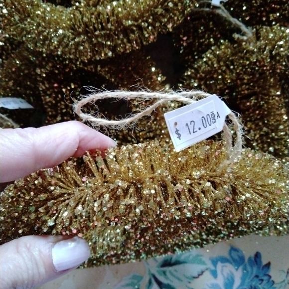 12 gold bottle brush sisal Peace Sign ornaments - Picture 11 of 12